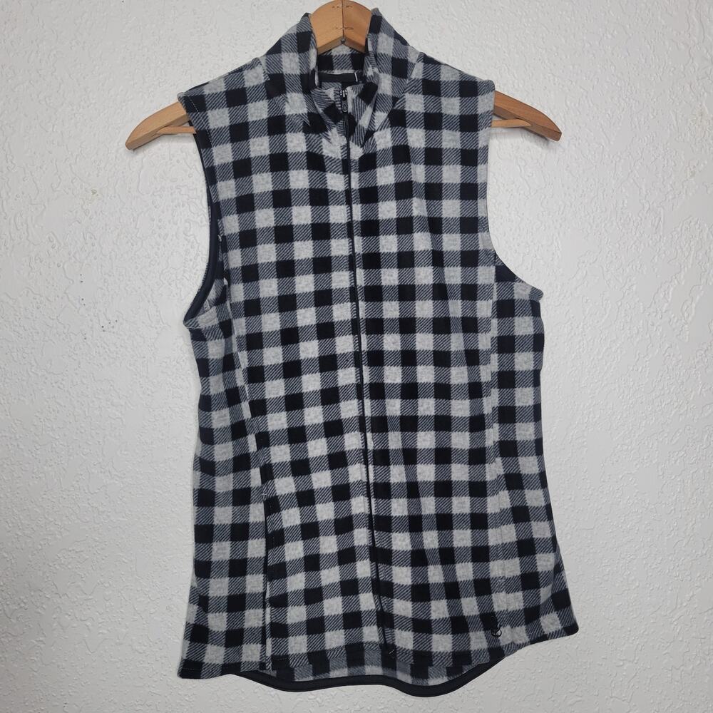 Cuddl Duds Womens Cozy Comfort Black Plaid Fleece Full Zip Thermal Layer Vest✨️M - Picture 11 of 11